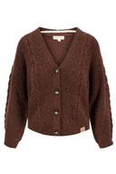 Zusss kort vestje in de kleur chocoladebruin met kabelpatroon en knopen