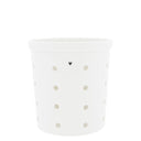 Witte voorraadpot van Bastion Collections met een zwart hartje op de voorzijde en een bijpassend deksel.