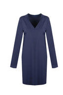 G-maxx travel tuniek in donkerblauw met V-hals en lange mouwen