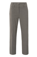 YAYA broek met dubbele tailleband in de kleur donkertaupe met rechte pijpen