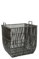 Zwarte rieten MrsBloom mand met een bollende vorm en ijzeren frame
