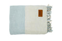 MrsBloom plaid in lichtblauw en creme-wit met franjes