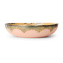 HKliving saladeschaal XL in de kleur Sunflower, een ronde keramische schaal met een vintage jaren '70 uitstraling.