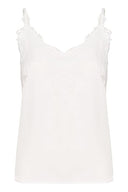 Cream top anna uitgevoerd in creme/wit met kanten details en v-hals.