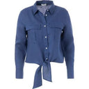 JcSophie blouse Cezanne in navy blue met kraag en borstzakjes