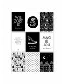 Sinterklaas slinger van het merk Zoedt met zwart-witte illustraties en quotes op kaarten van papier en karton