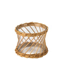 Windlicht van glas omwikkeld met rattan in een natuurlijke kleur