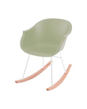 KidsDepot schommelstoel in de kleur zeegroen met houten onderstel en zwart metalen frame.