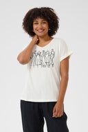 Cream shirt print - wit