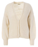 JcSophie vest in off white met v-hals en grof gebreide textuur