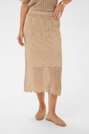 Gebreide rok van het merk Cream in de kleur taupe/zand