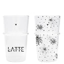 Bastion Collections latte glas met decoratieve tekst
