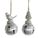 Zilverkleurige decoratieve bel met vogel of boom motief