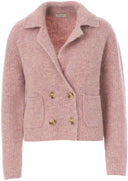 JcSophie cardigan in de kleur blush met een elegante kraag en knoopsluiting.