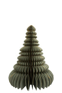 Decoratieve papieren kerstboom van MrsBloom in donkergroen met een gouden rand.