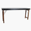 Inklapbare sidetable van gerecycled hardhout met een zwarte afwerking en metalen details