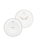 Wit Bastion Collections bordje van 13 cm met zwarte of bruine accenten