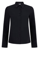 Zoso blouse travel karen in het zwart met kraag en knoopsluiting