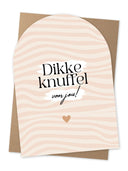 Dubbele wenskaart van Jots op A5 formaat in zandkleur en wit met koperfolie details en een bijpassende kraft envelop