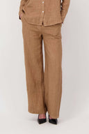 Zusss linnen broek in de kleur donker zand