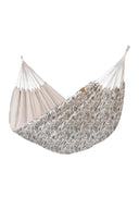 Zusss hangmat in zand en olijfgroen met bladprint
