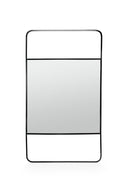 Rechthoekige vtwonen spiegel in frame l met een zwart metalen frame.