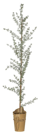 Een slanke kunstmatige ceder boom van Ib Laursen met een hoogte van 130 cm in een papieren pot.