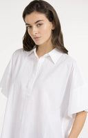 YAYA blouse oversized in het wit met een klassieke kraag en korte mouwen