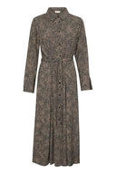 Cream blousejurk met dot print in bruin en zwart
