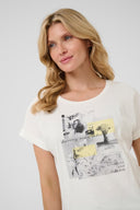 Cream shirt print - wit