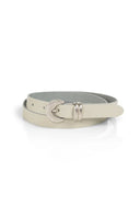 Beige leren YAYA riem met zilverkleurige halve maan gesp