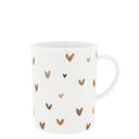 Bastion Collections mok xl hearts van wit aardewerk met bruine en zwarte hartjes