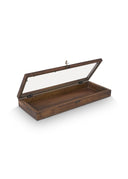 vtwonen houten box m - bruin met glazen deksel en metalen sluiting