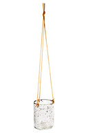 Glazen plantenhanger van MrsBloom met een robuust touw en een bruine tint in het glas.