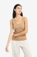 YAYA singlet rib in de kleur khaki met een fijn geribde textuur
