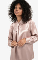 YAYA blouse in vergrijsd roze met lange mouwen en een verborgen knoopsluiting.