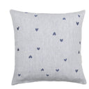 Bastion Collections kussenhoes van 60x60 cm in blauw en grijs met geborduurde hartjes