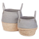 Set van twee grijze en naturel manden van KidsDepot model Kori van katoen en jute