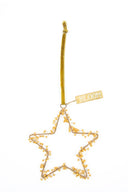 MrsBloom hanger ster in antiek goud met verfijnde kraaltjes en een velvet koordje