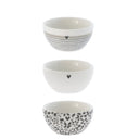 Bastion Collections schaal bol xs in wit aardewerk met zwart detail