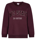 Zoso sweater lauren in bordeaux met stoere badges op de voorzijde