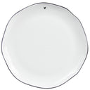 Wit dinerbord van Bastion Collections met een zwarte rand en een zwart hartje als detail