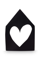 Zwart vtwonen ornament in de vorm van een huis van MDF