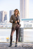 G-maxx blouse van travelstof - donkerbruin