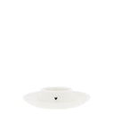 Witte keramische eierdop van Bastion Collections met een zwart hartje in het midden en een opstaande rand