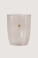 Zusss drinkglas hartje in transparant glas met een zandkleurig hartje