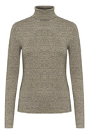 Cream shirt met col in zwart en zand met streeppatroon