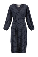 Zusss wikkeljurk blockprint donkerblauw