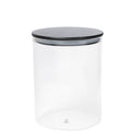 Bastion Collections voorraadpot l - zwart met geribbeld glas en zwart houten deksel