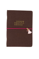 Zusss agenda 2027 enjoy little things in bruine linnenlook met roze elastiek